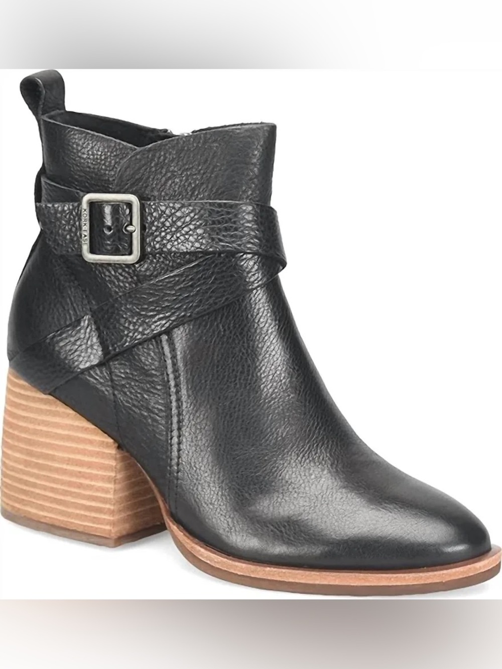 Kork-Ease Joelle Black Leather Buckle Strap Ankle Boot Size 10
